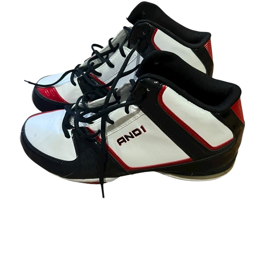 AND1 Black, White, and Red Basketball Sneakers